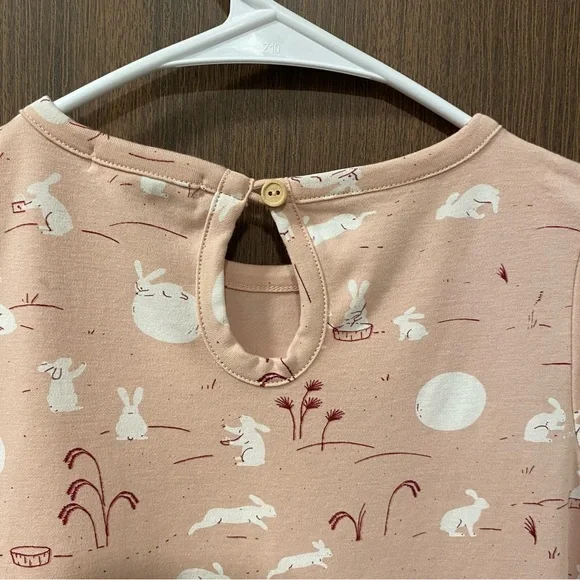 Red Caribou Girl’s ‘Moonlit Usagi(Hares)’ Peach Whip Dress Size 6/7 Years Easter - Picture 10 of 16